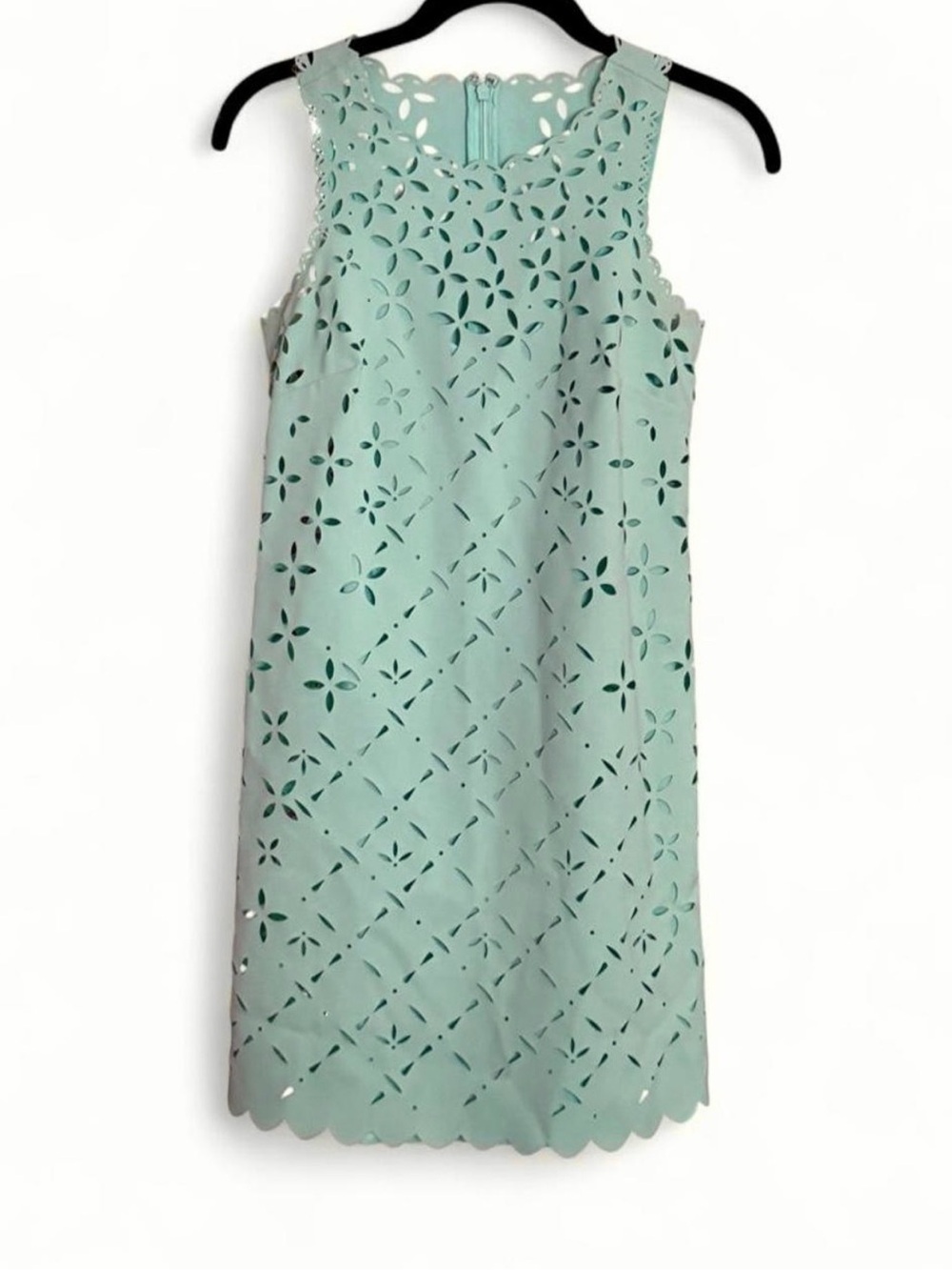 J. Crew Mint Green Laser-Cut Sleeveless Shift Dress Size OOP